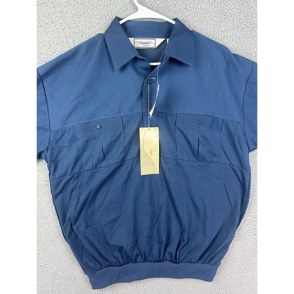 Classics by Palmland Shirt Mens Medium Slate Blue Short Sleeve Knit Polo New
